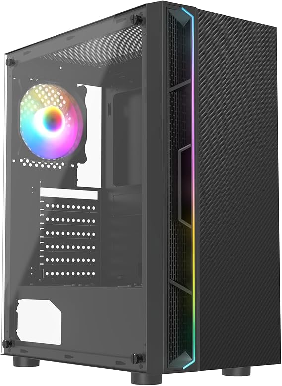 CiT Galaxy Gaming PC Case, ATX Mid Tower Computer Case, RGB Strip, Black