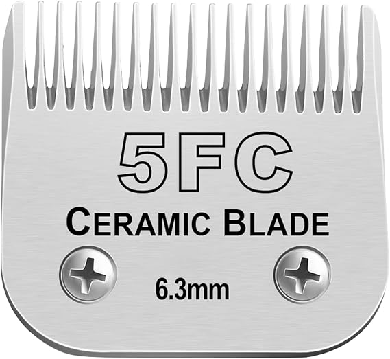 Detachable Pet Dog Grooming Clipper Ceramic Blades,Compatible with Andis Size 5FC 1/4”(6.3mm) Cut Length (64122),Compatible withOster A5,Wahl KM10 Series Clippers
