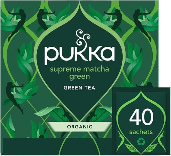 Pukka Herbs Revitalise Supreme Matcha Green Organic Herbal Tea, 40 Count | For a smooth cup, Fresh, layered taste, convenient bags, Naturally caffeine-containing, organic