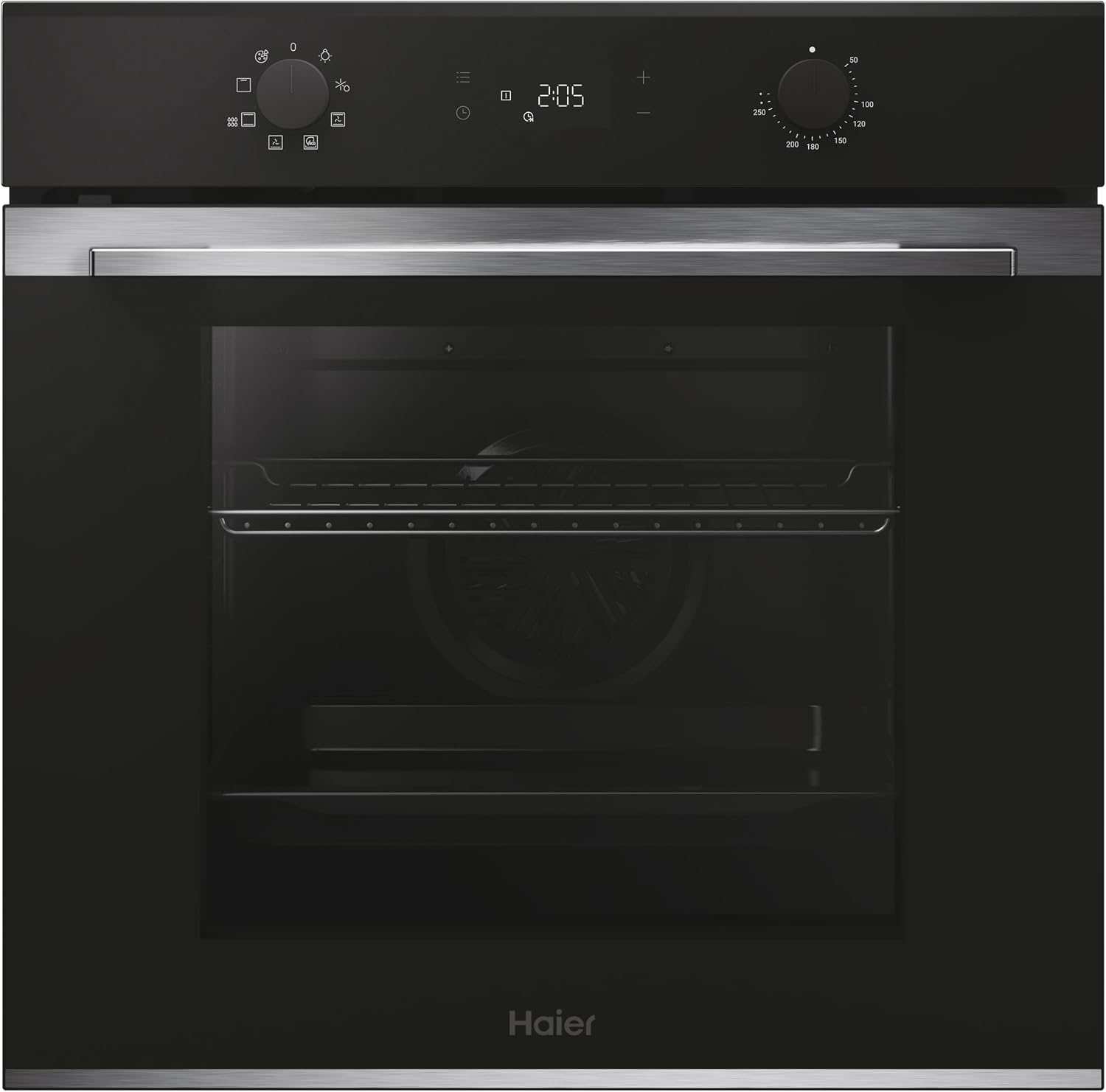 Haier ID Series 2 H6 ID2P3T1HTX – Hydrolytic Multifunction Oven, 78L, Multi-level Cooking, 9 Functions, Touch Display and Rotary Controls, Telescopic Guide, 2 Glass Doors, Black and Stainless Steel [Energy Class A]