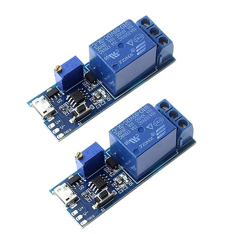 Hailege 2pcs Trigger Time Delay Switch Relay Module Adjustable Time Delay Control Swtich Trigger Delay Conduction Relay Switch Module Wide Voltage Delay Relay DC 5V-30V Micro USB Power