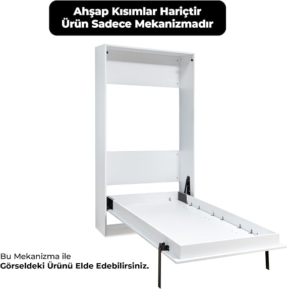 MODAMOB Akıllı Mobilya Dikey Açılır Ahşap Kasa Duvar Yatağı Mekanizması (KENDİ DUVAR YATAĞINI YAP) (140x200 cm)