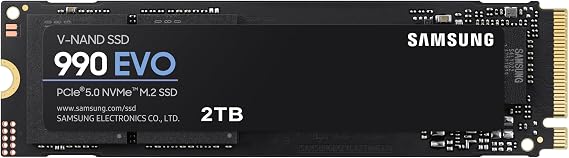 Samsung 990 EVO NVMe M.2 SSD 2 TB PCIe 4.0 x4 / PCIe 5.0 x2 NVMe 2.0 (2280) 5.000 MB/s Lesen 3.200 MB/s Schreiben Interne SSD für Gaming und Grafikbearbeitung MZ-V9E2T0BW
