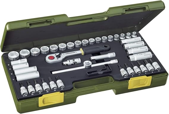 Proxxon 23282 47-Piece Socket Spanner Set with Ratchet Wrench 3/8 Inch