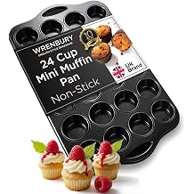 Wrenbury Mini Muffin Tray - Non Stick Small Cupcake Tin 24 Cup - Bun Pan for Everyday Baking Fun - 2cm Cup