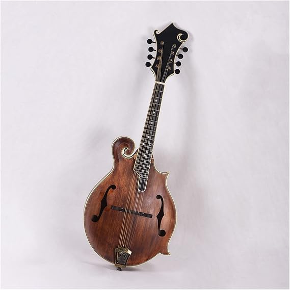 F Style Mandolin, Solid Spruce Top, Solid Flame Maple Back & Sides, 8 Strings, Mandolin Instrument for Beginner