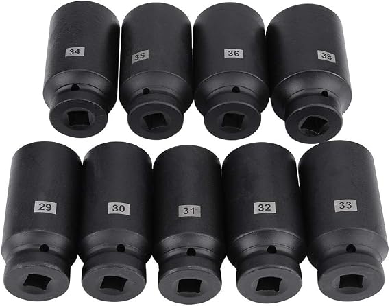 Impact Wrench Nuts 1/2 Inch Set 9-Piece Impact Socket Set 12.5 mm (1/2 Inch) Impact Socket Set 29-38 mm Impact Socket Set Hex Socket Adapter