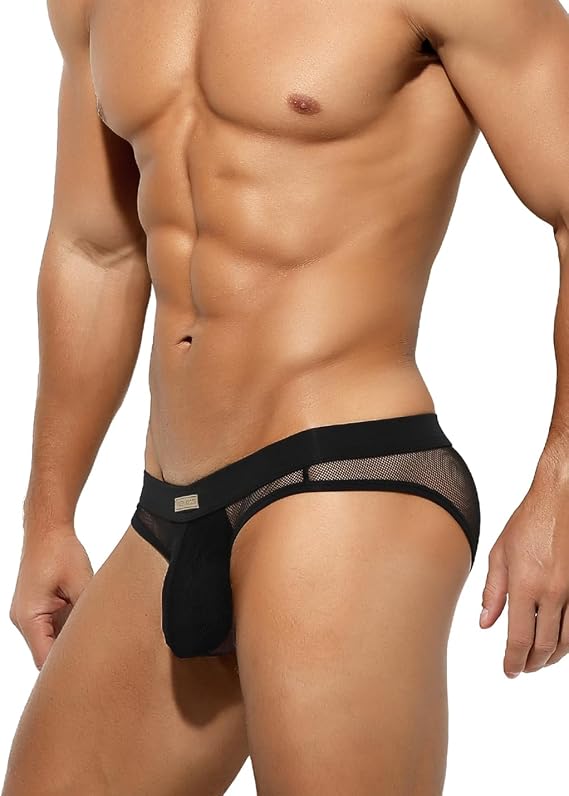 Casey Kevin Men's Sexy Underwear Briefs Mesh See Through Pouch Underpants