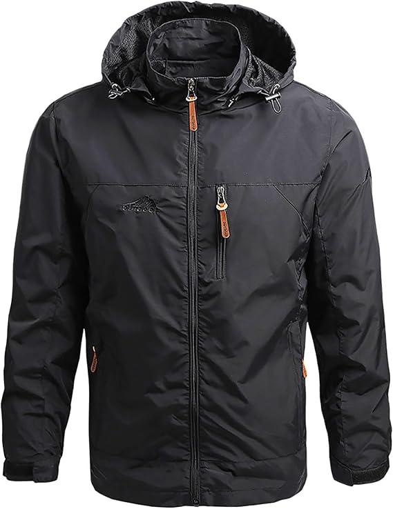 Rain Jacket Men's Waterproof Outdoor Jacket Breathable Windbreaker with Hood Climate Friendly Hiking Jacket Casual