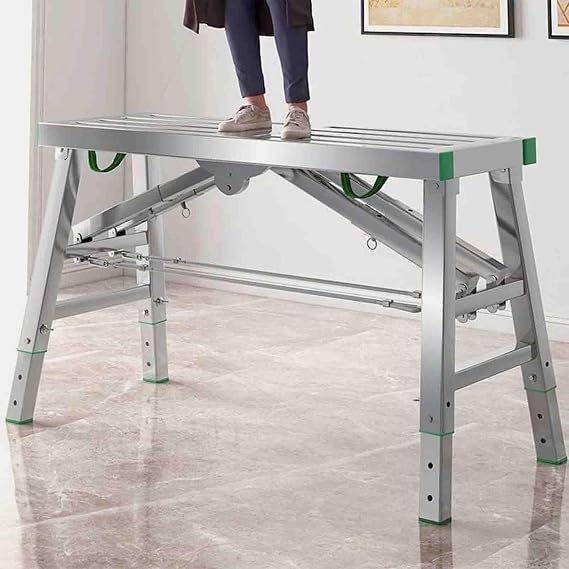 Generic Folding Work Platform, Aluminium Step Ladder, Anti-Slip Rubber Feet, 180 x 40 cm, 800 Lbs Max Load [Energy Class A]