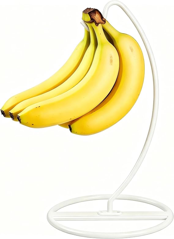 OBODING White Banana Holder Stand, 17LBS Heavy Duty Rustproof Banana Hanger, Countertop Fruit Hook for Kitchen Home Fruit Organization