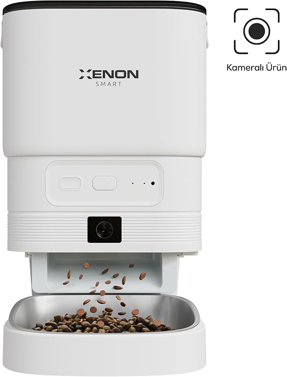 Xenon Smart Akıllı Mama Kabı (Kameralı) | 1080p 4L Mobil Kontrol Çelik Kase Gece Görüş X8614