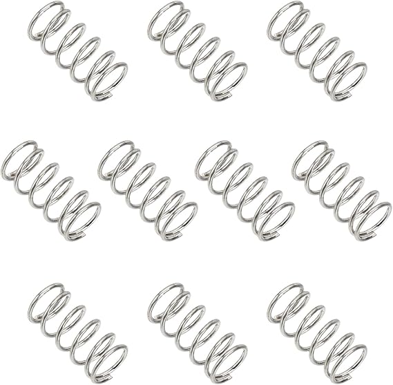 sourcing map Compression Spring 5mm OD 0.5mm Wire 10mm,Silver Tone,10Pcs