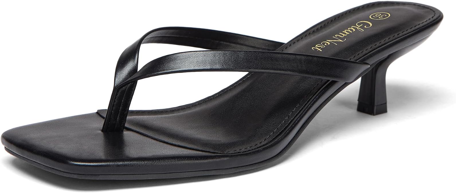 Women's Kitten Heel Sandals Square Toe Flip Flop Heels 4.5CM/1.77 Inch Ladies Low Heel Thong Sandals