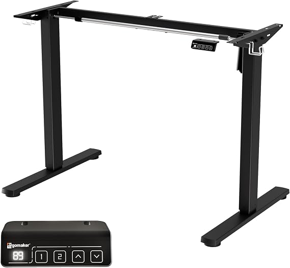 Ergomaker Height-Adjustable Desk Legs Only Electric Height-Adjustable Desk Frame Standing Desk Frame Electric Height-Adjustable Desk Legs Height Adjustable with Memory Function with Handset Black