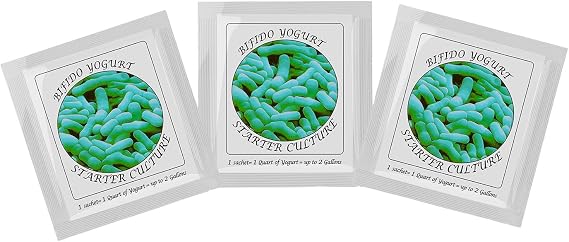 Yogurt Starter Cultures - Pack of 3 Freeze-Dried Culture Sachets for Bifido Yogurt