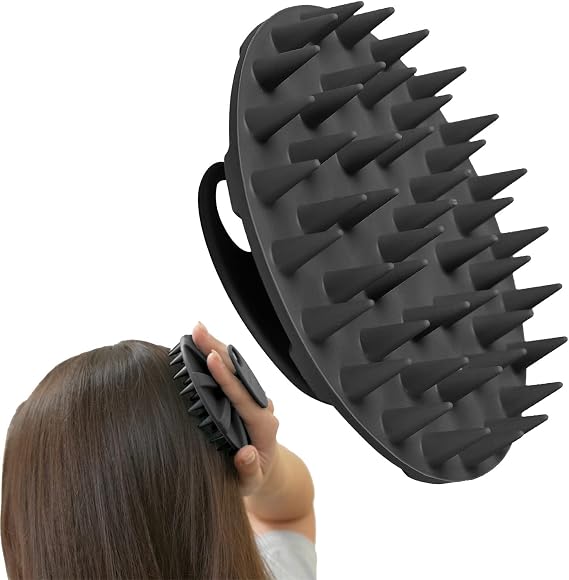 One-piece Silicone Scalp Massager Shampoo Brush Hair Wash Scrubber, Black