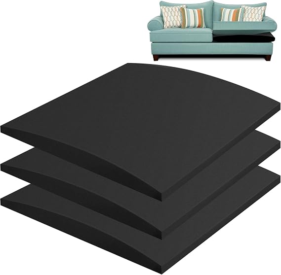 3Pack Sofa Cushion Support for Sagging Seat 50 x 50cm Couch Cushion Support High Density Foam Replacement for Seat Sagging Black