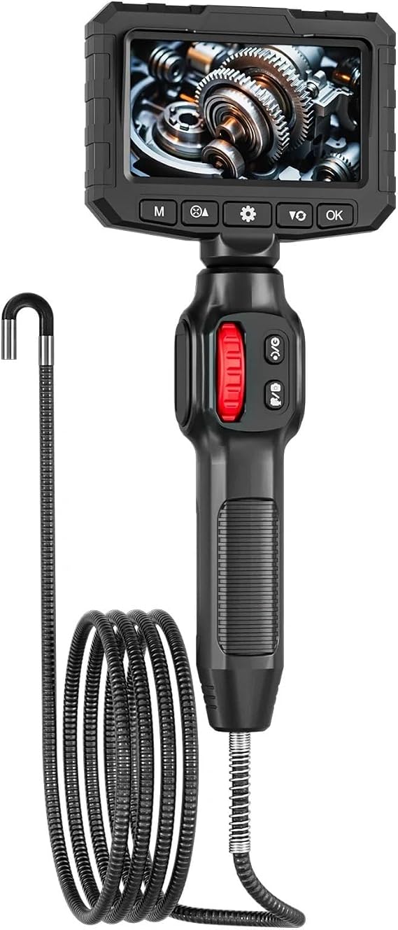 Two-Way Articulating Borescope Camera with Light: 3.9mm/6mm Industrial Endoscope Inspection with Automotive(U400-4mm-1m)