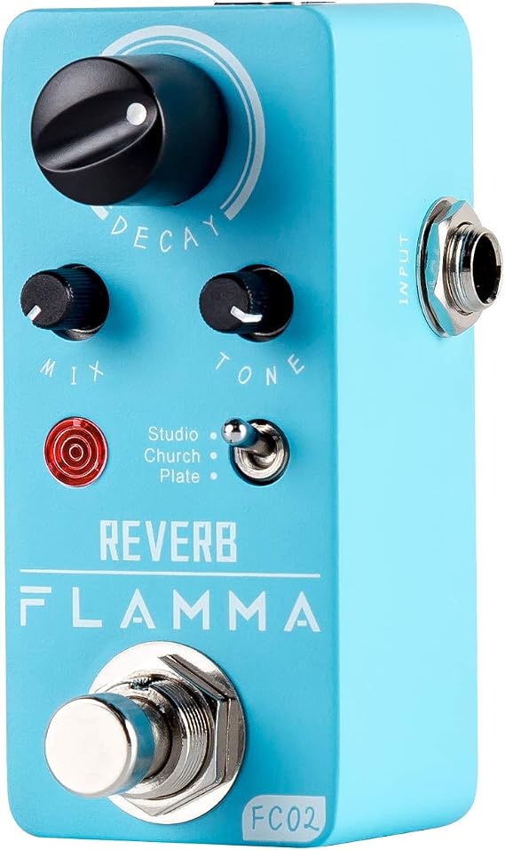 FLAMMA FC02 Mini Reverb Pedal Digital Guitar Pedal with 3 Reverb Effects Church Plate Studio True Bypass