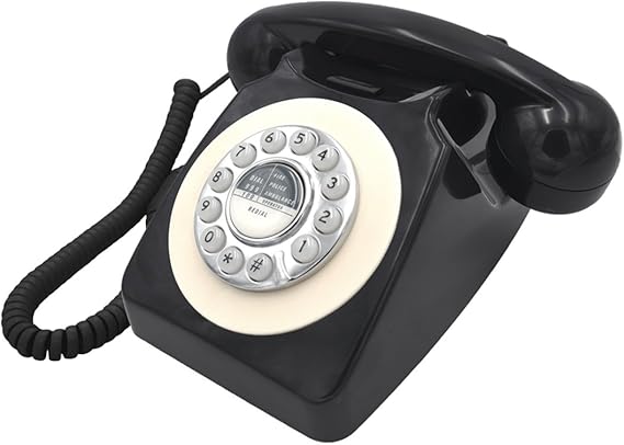 Benross 44520 Classic Retro Telephone/Vintage Style Corded Phone/Classic Ringer Sound/Push Button Dialling/Redial Function/Easy Setup/Black