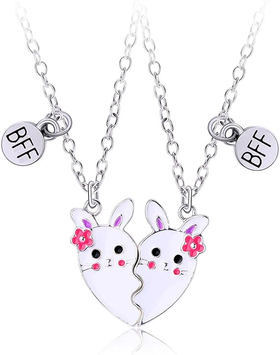 CERSLIMO Best Friend Necklace - Matching Heart Friendship Necklace for 2 Girls, Kids' Birthday &