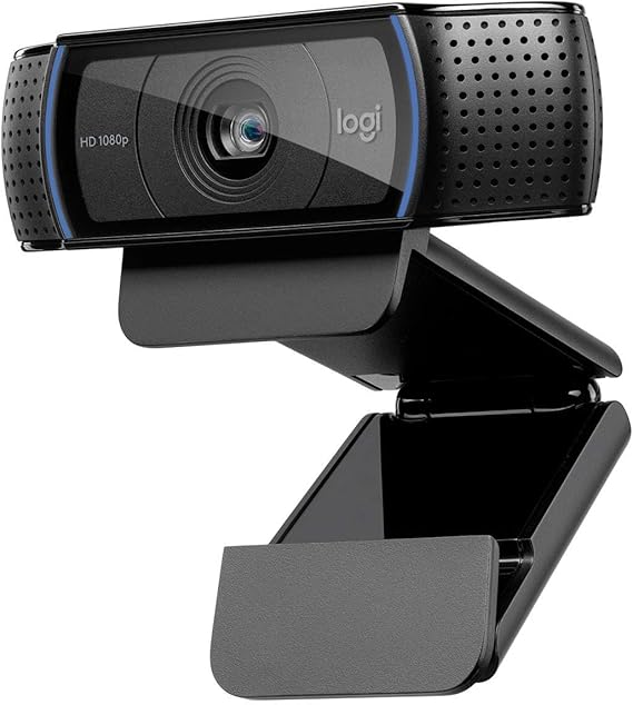 Logitech C920 HD Pro Webcam, Full HD 1080p/30fps Video Calling, Clear Stereo Audio, Light Correction, Works with Skype, Zoom, FaceTime, Hangouts, PC/Mac/Laptop/Tablet/Chromebook - Black