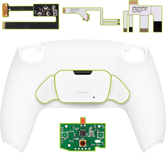 eXtremeRate Programable Rise 2.0 Remap Kit for ps5 Controller BDM-010 & BDM-020, Upgrade Board & Redesigned Bottom Shell & Back Button Attachmen - White