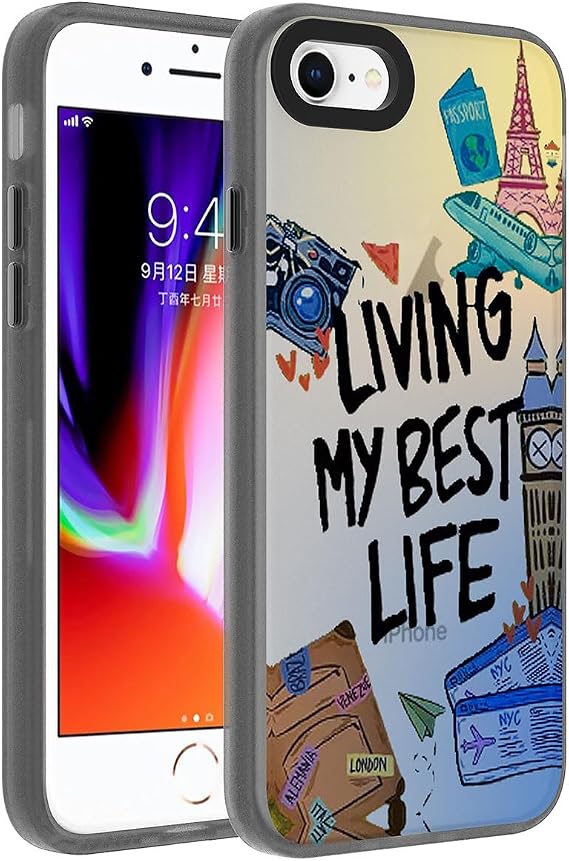 Spia Apple iPhone 8 ile uyumlu Kılıf Seyahat Decrux Sert Kapak Dayanıklı Darbe Karşıtı Koruyucu Tasarım (Apple iPhone 8, Seyahat)