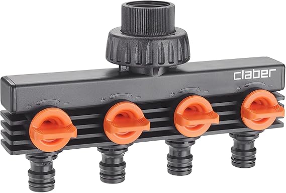 Claber 8581 Four Way Socket Black/Orange/Grey