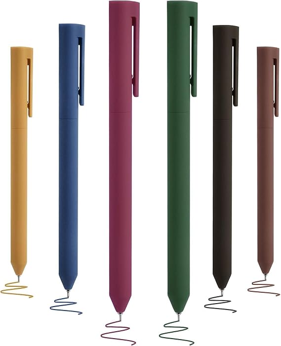 Xspring Hızlı Kuru Mürekkep Kalemleri, 6 Paket 0.5mm Renkli Jel Kalemler, Hızlı Kuru Jel Mürekkep Kalemleri, 6 Renkli Mürekkep İnce Uçlu Pürüzsüz Yazı Kalemleri, Ev Okul için Yazı Kalemleri (Vintage)