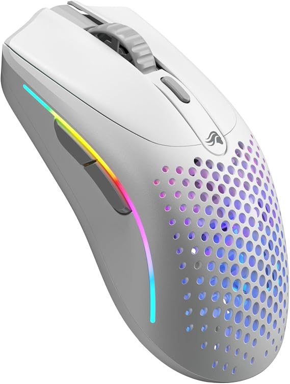 Glorious Model O 2 Mini Kablosuz Beyaz Oyuncu Faresi: 57 gram, 210 Saate Kadar Pil Ömrü, Çifte Kablosuz 2.4 GHz ve Bluetooth 5.2, 26K Optik Sensör, 80 Milyon Tıklama, 6 Programlanabilir Düğme,