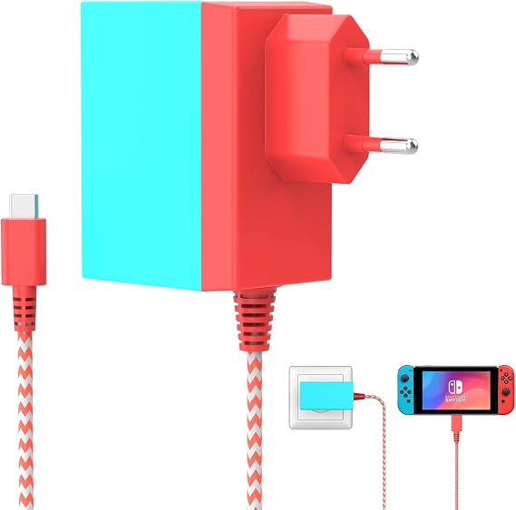 39W Power Supply 15V 2.6A Fast Charging Charger for Switch/Switch Lite/Switch Dock/Switch OLED/Switch Pro Controller Supports TV Mode Charging Cable USB C/Type C