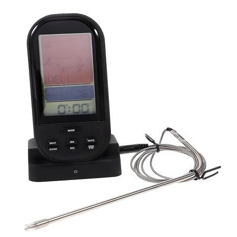 TOYANDONA Wireless Remote Digital Bbq Thermometer with Large Backlit LCD Instant Read Food and Meat Probe for Oven Grill Smoker - Range Timer Alarm