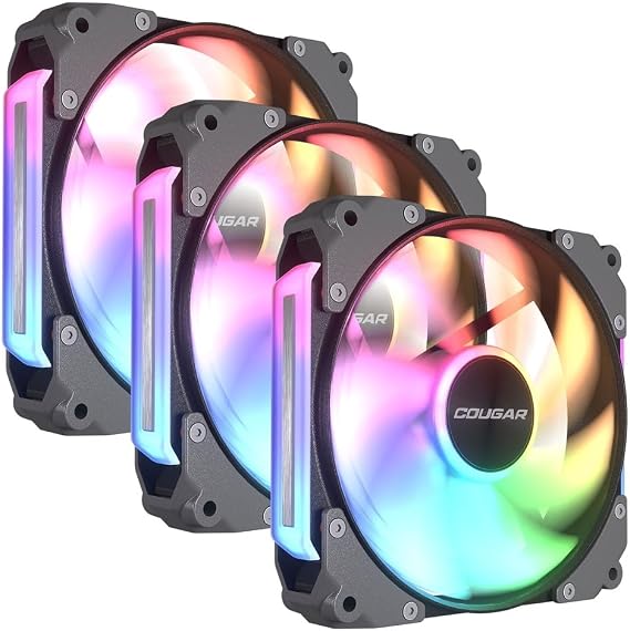 COUGAR Apolar 120 ARGB 3 in One Seamless Daisy Chain Connectable 120mm ARGB Fan Black Model 3 Pack CF-APR12HB3-RGB