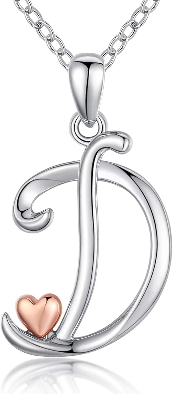 CELESTIA Initial Letters Necklace for Women Girls, Personalized 925 Sterling Silver Alphabet and Heart Pendant Jewellery A to Z