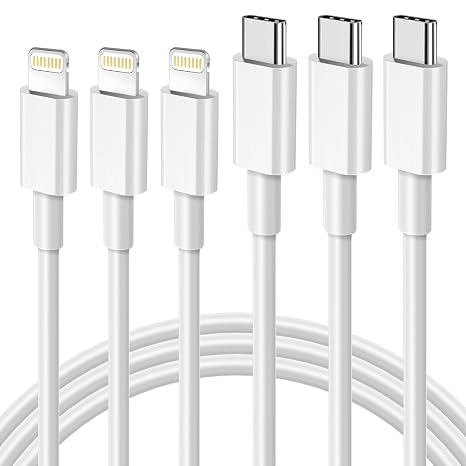 USB C to Lightning Cable, MFi Certified Fast Charger Cable 3Pack 1M,White