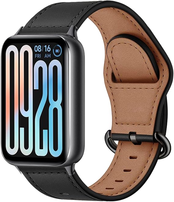 Leather Strap for Xiaomi Smart Band 10 Pro/Mi Smart Band 9 Pro/Mi 8 Pro, Soft PU Leather Wristband Bracelet, Replacement Bands for Xiaomi Redmi Watch 6/Redmi Watch 5/4, Black