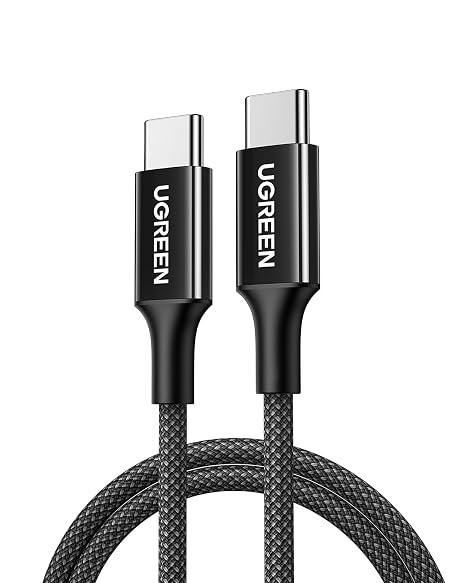 UGREEN USB-C 60W 3A QC PD Örgülü Hızlı Şarj Kablosu, 1 Metre, Siyah, 35219