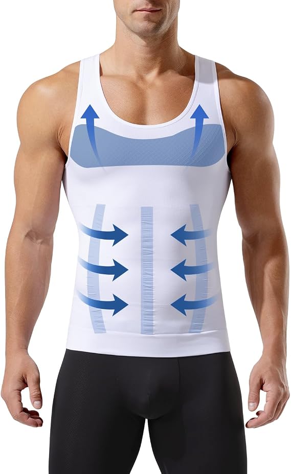 Casey Kevin Firm Compression Undershirts for Men Body Shaper Slimming Vest