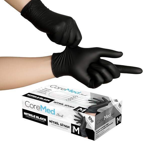 Black Nitrile Gloves - Disposable, Powder-Free, Multi-Purpose, 100-Piece Box - Durable and Flexible