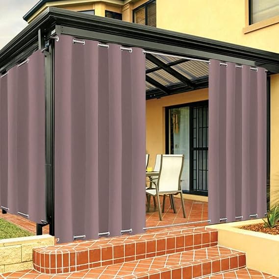Weighted Windproof Outdoor Curtains for Patio with Grommets On Top and Bottom, Waterproof Blackout Curtains for Pergola, Gazebo, Customizable Sizes, 1 Panel, W84 xH102, Pink
