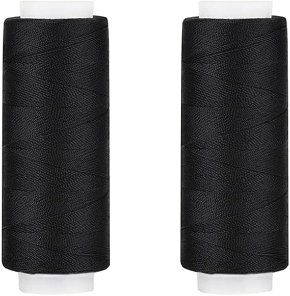 2 Pcs Black Polyester Sewing Thread - 110 Yards Each, Universal for Machine and Hand Sewing, Ideal for All Materials and Fabrics