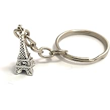 Eiffel Tower Charm Keyring Key Ring with Silver Tone Keychain
