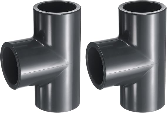 sourcing map Tee PVC Fitting 3 Way Connector Pipe Coupling 1" 2pcs
