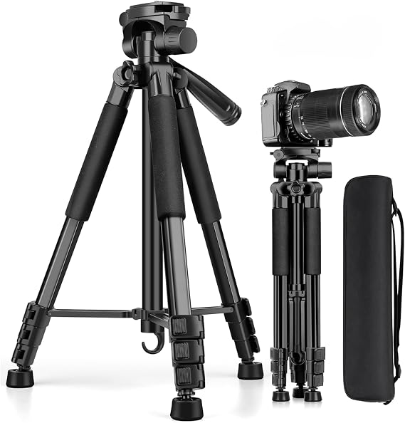 Profesyonel Kamera Tripodu - 360 Derece Manevralı, 175 cm Uzunluğunda Kamera Tripodu, Taşıma Çantası İle, Kamera ve Telefon Uyumlu, Ev Ofis İnfluencer Vlog Çekimi Metal Tripod Kamera