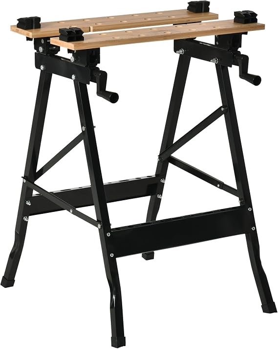HOMCOM Portable Folding Workbench 25x60.5x78cm Natural and Black