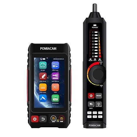 Network Cable Tester, UTP Cable Tester, Ethernet Cable Tracker, 4 Inch IPS Touch Screen VFL OPM DMM TDR, Level Meter, POE++ Detection, RJ45 TDR, Cable Length Supports Network Tools LT-600T