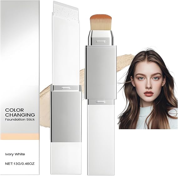 Colour-Changing Foundation Stick With Brush, Ivory White, 13 g, Dual-Ended