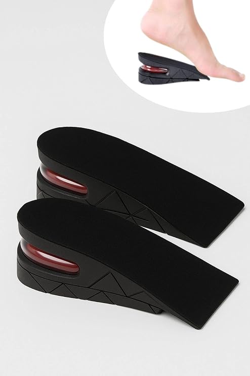 Buffer 5 cm Boy Uzatıcı Silikon Ortopedik Topuk Tabanlık, Yüksek Konforlu Gizli Yükseltici Ped, Unisex, Siyah